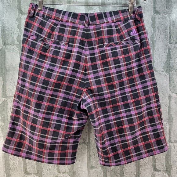 Adidas Golf Shorts Mens Size 32 Inseam 11" Plaid Polyester Athletic Purple Loud - Picture 6 of 11